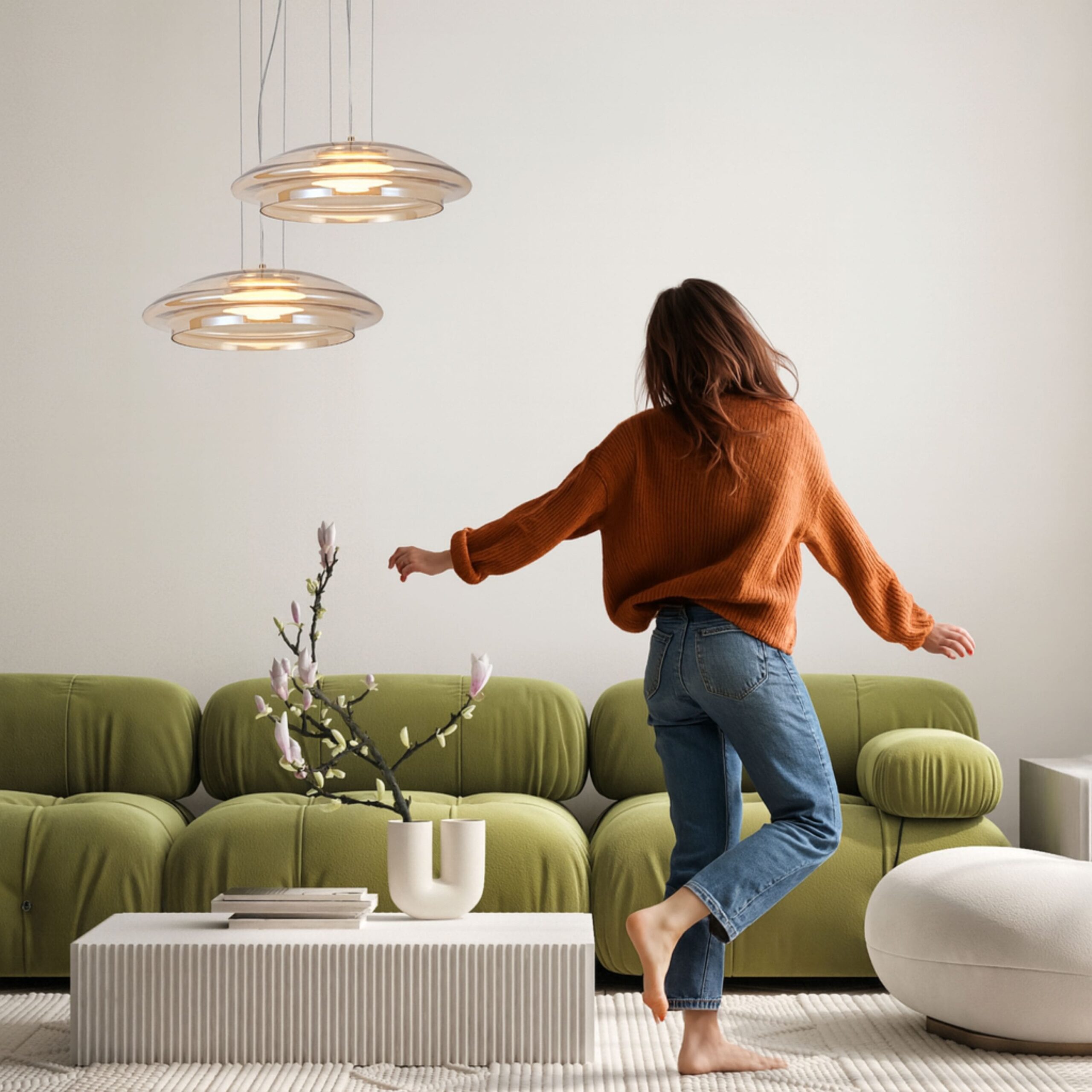 OMBRE 34 lampa wisząca satynowy złoty 1x10W GX53 klosz bursztynowy+biały - obrazek 4