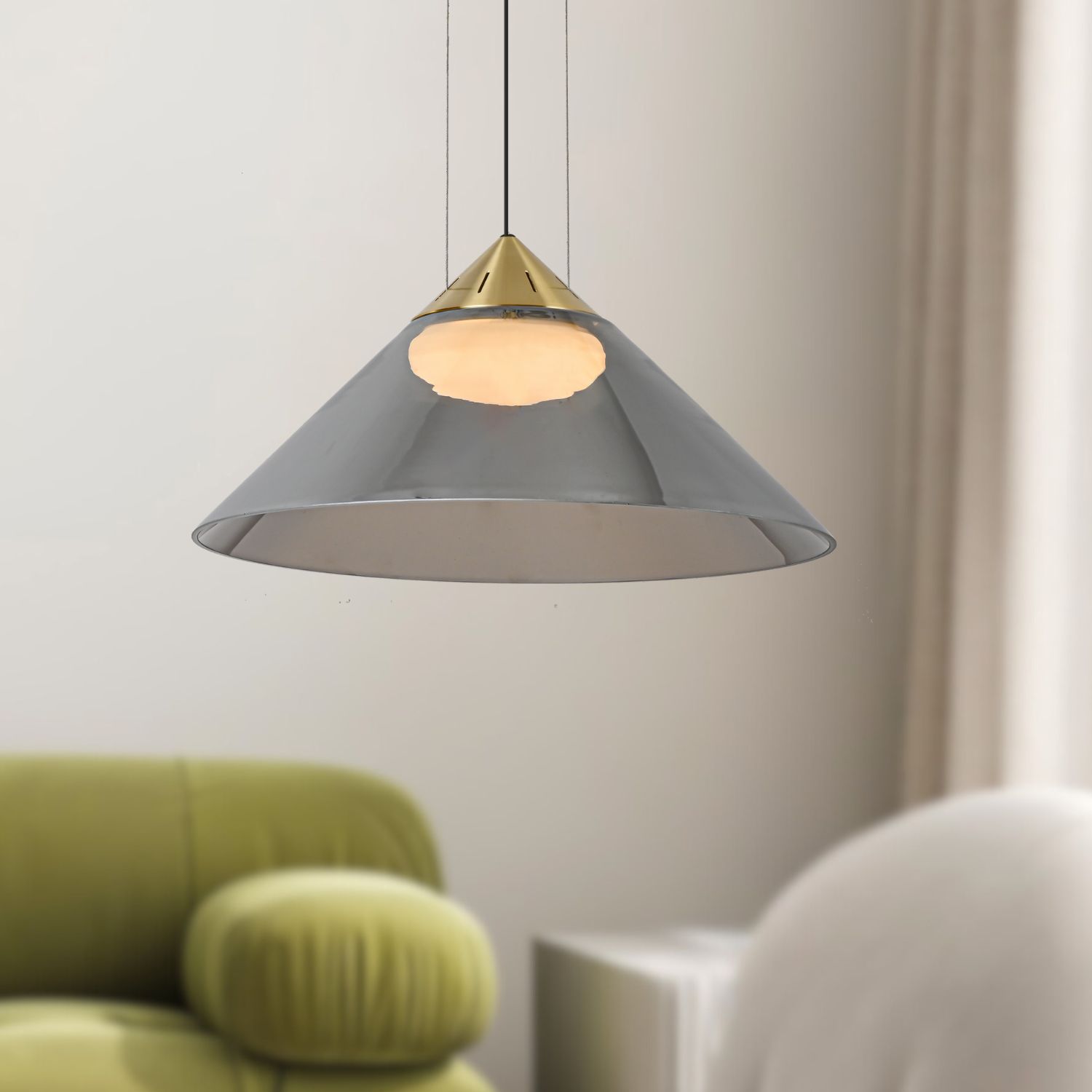 PRESTO 42 lampa wisząca satynowy złoty 1x10W GX53 klosz dymiony+biały - obrazek 3