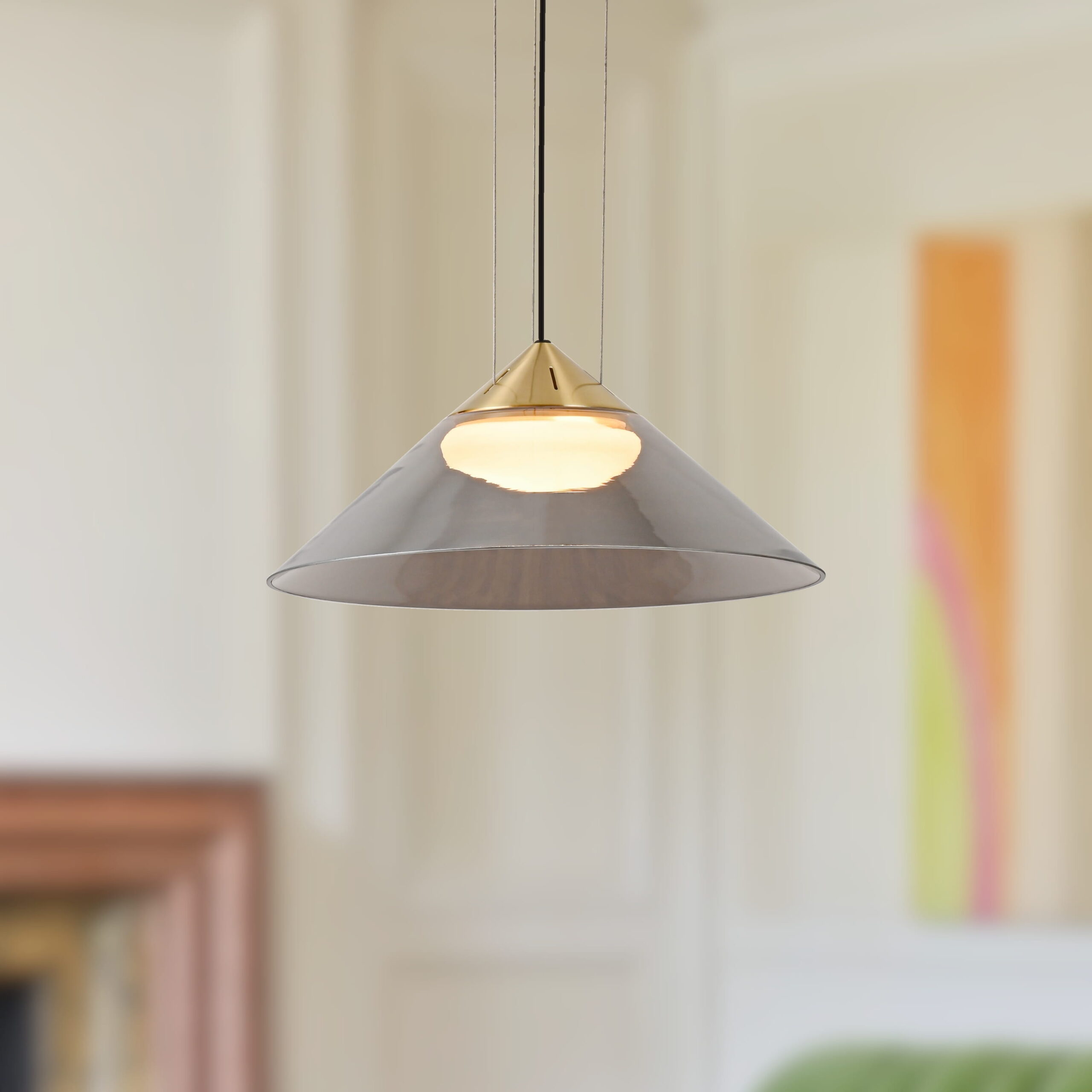 PRESTO 34 lampa wisząca satynowy złoty 1x10W GX53 klosz dymiony+biały - obrazek 3