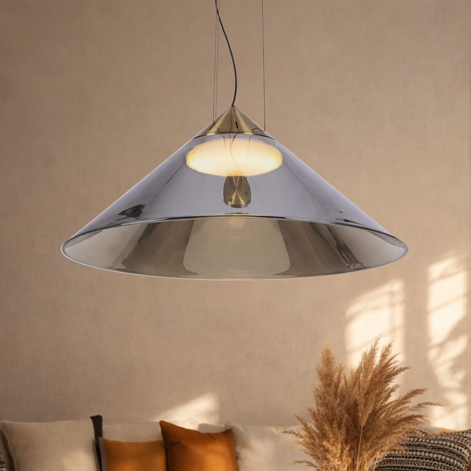 PRESTO 50 lampa wisząca satynowy złoty 1x10W GX53 klosz dymiony+biały - obrazek 3