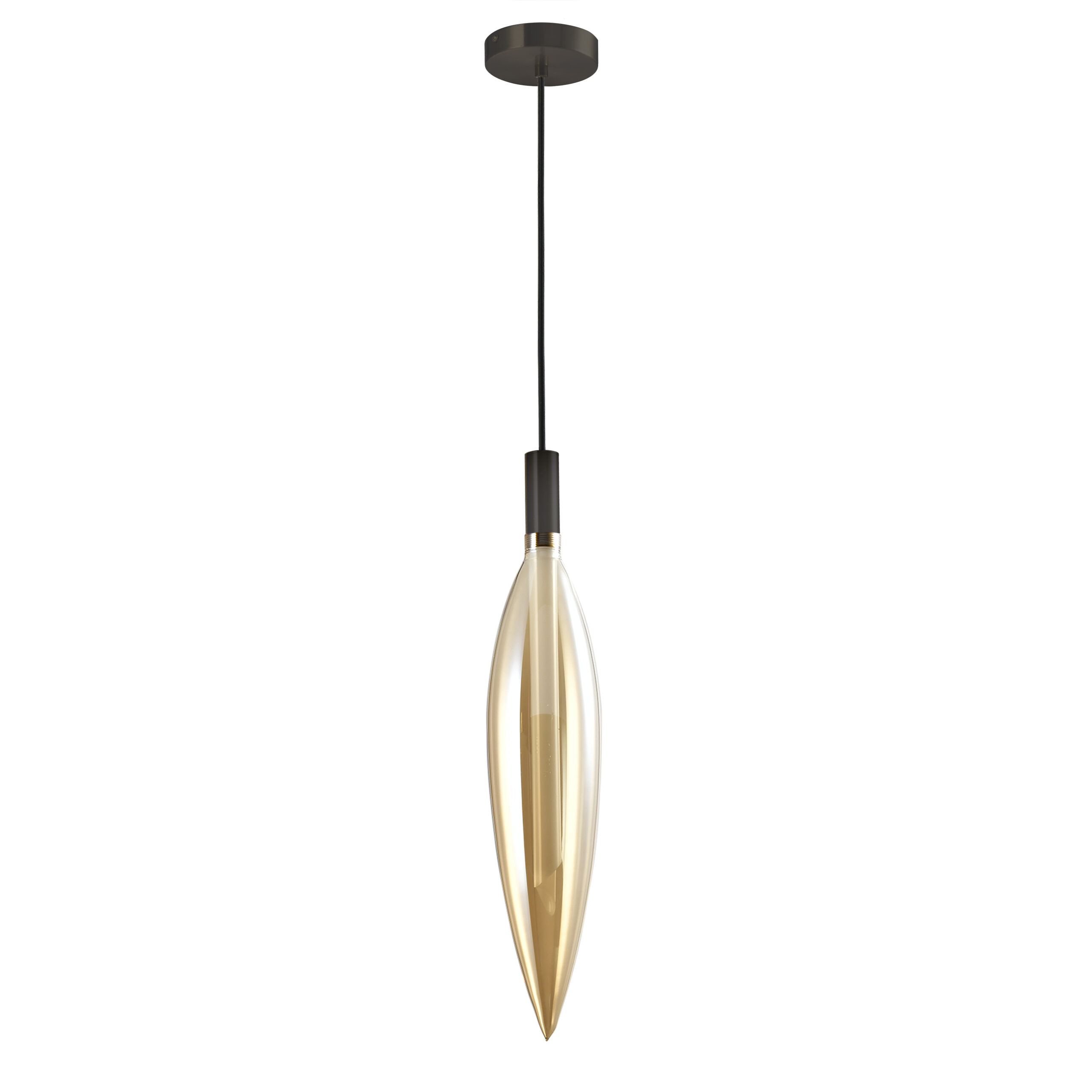 NORDIC lampa wisząca czarny 1x5W G9 klosz bursztynowy