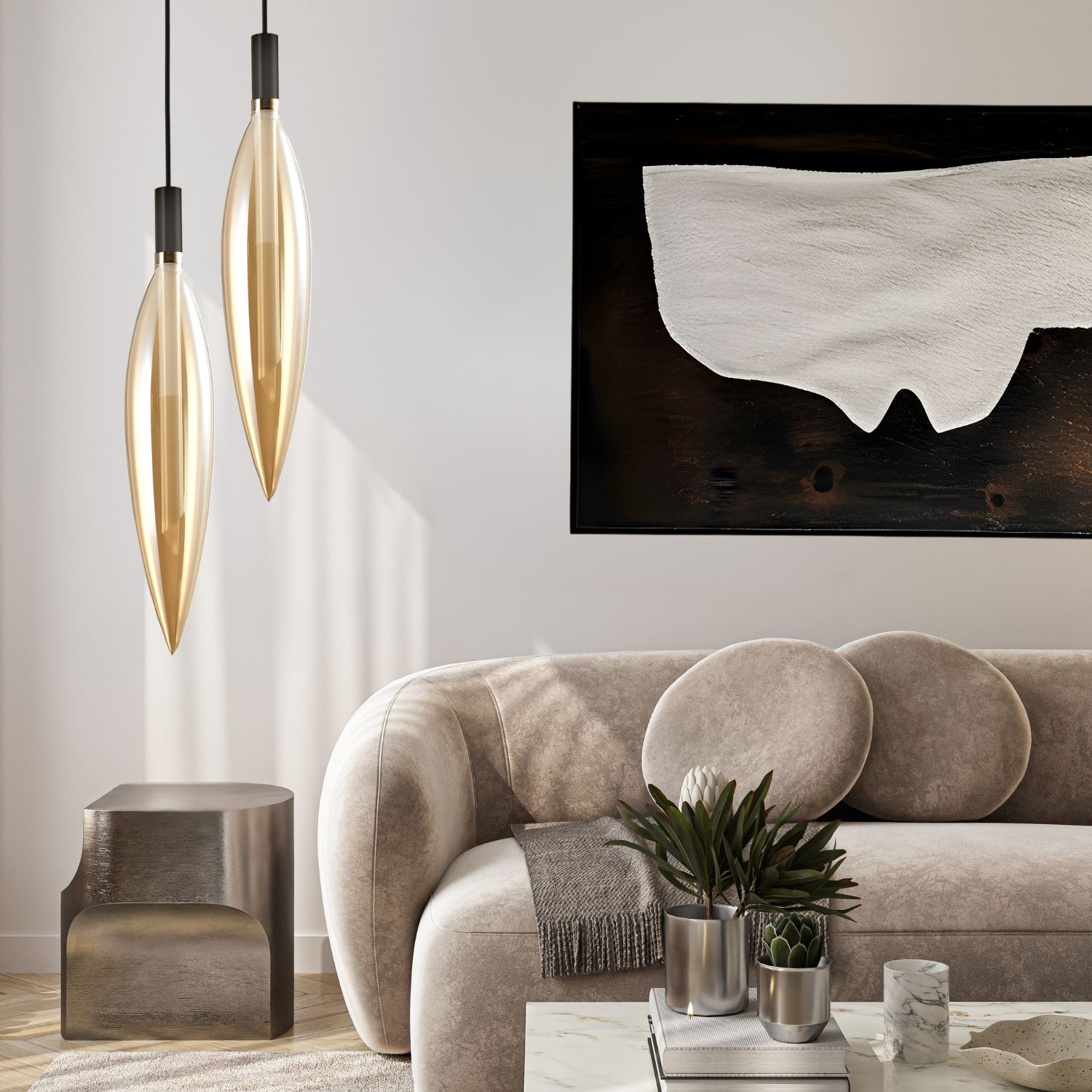 NORDIC lampa wisząca czarny 1x5W G9 klosz bursztynowy - obrazek 3
