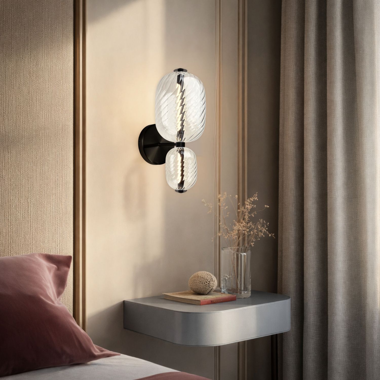 PLAYA lampa kinkiet czarny 10W LED 3000K klosz owalny bezbarwny - obrazek 3
