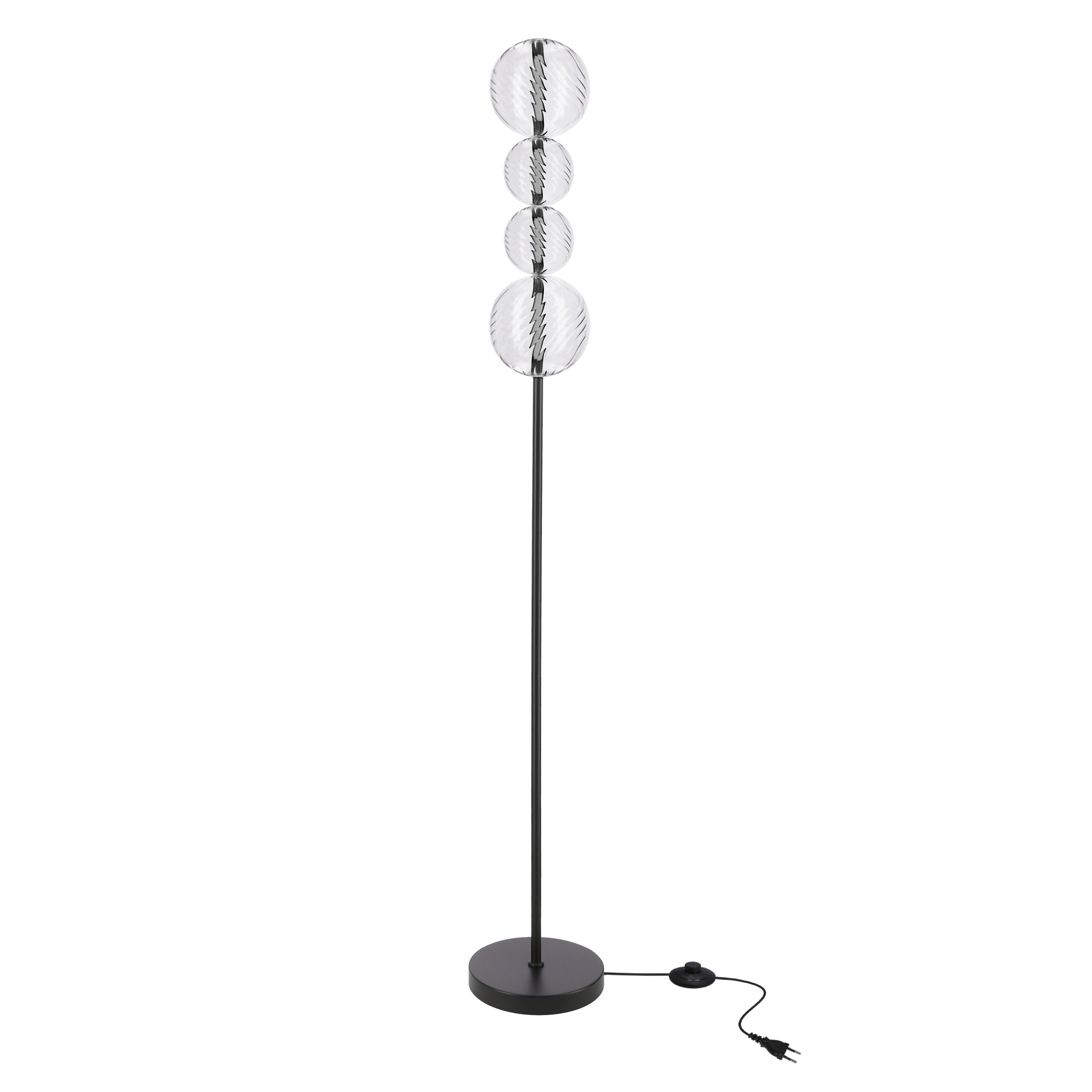 PLAYA lampa podłogowa czarny 15W LED 3000K klosz kula bezbarwny