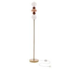 FLORES lampa podłogowa mosiężny+brązowy+pomarańczowy 15W LED 3000K klosz biały