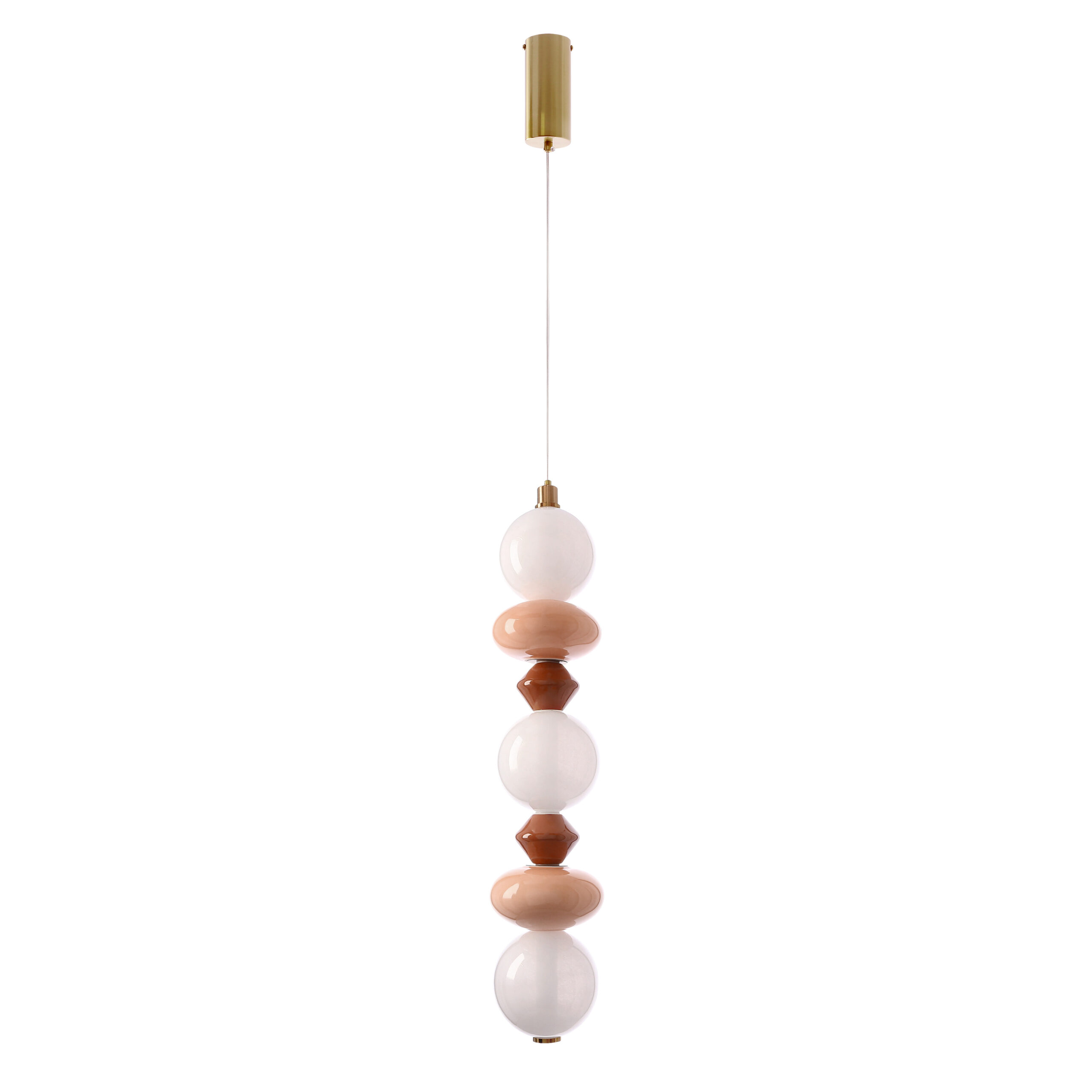 FLORES lampa wisząca mosiężny+brązowy+pomarańczowy 20W LED 3000K klosz biały