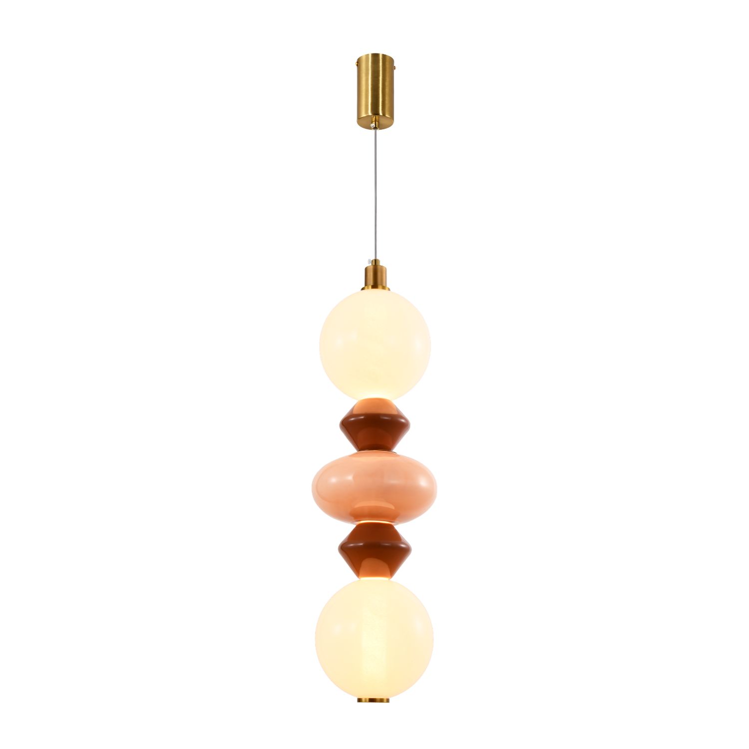 FLORES lampa wisząca mosiężny+brązowy+pomarańczowy 15W LED 3000K klosz biały