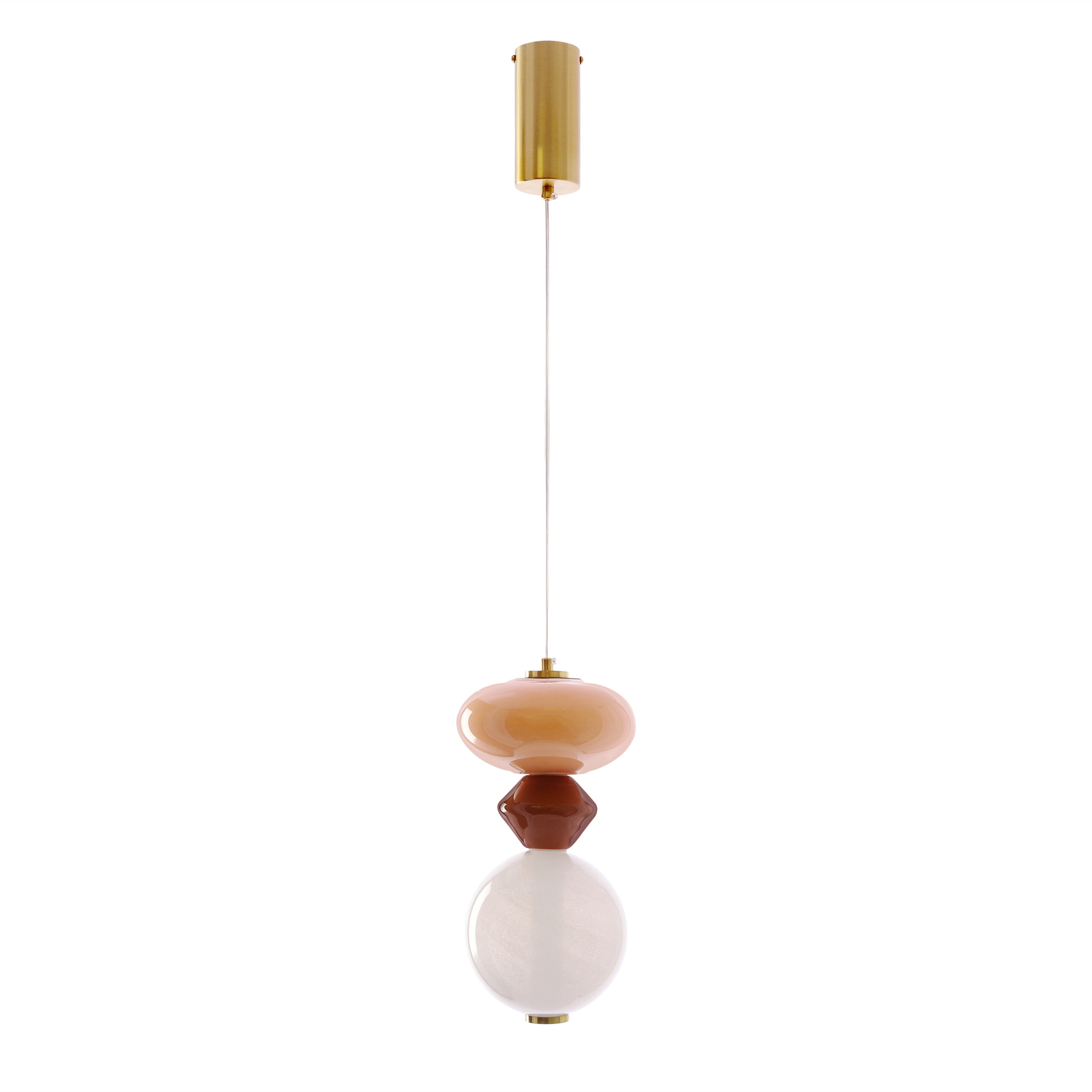 FLORES lampa wisząca mosiężny+brązowy+pomarańczowy 10W LED 3000K klosz biały