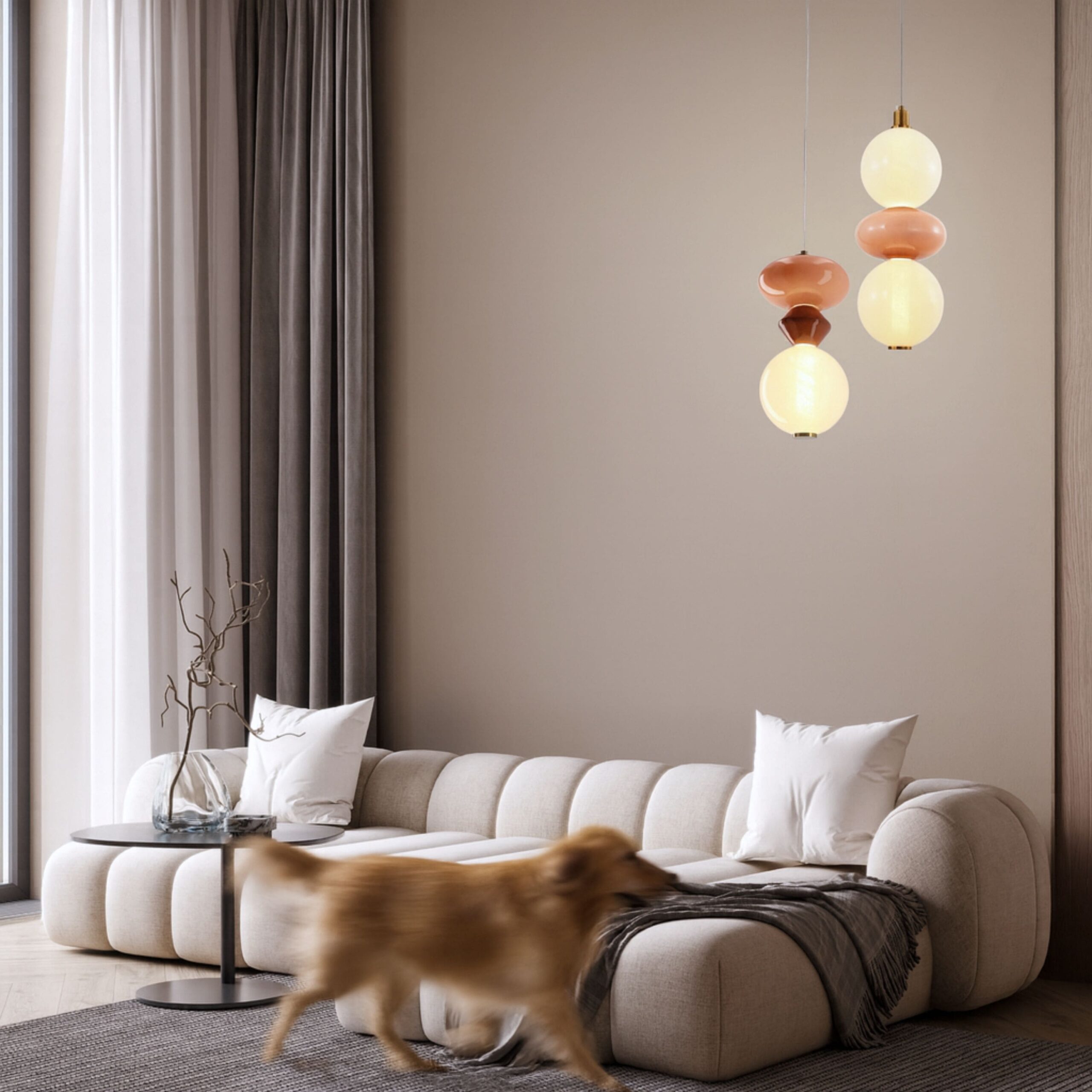 FLORES lampa wisząca mosiężny+brązowy+pomarańczowy 10W LED 3000K klosz biały - obrazek 4