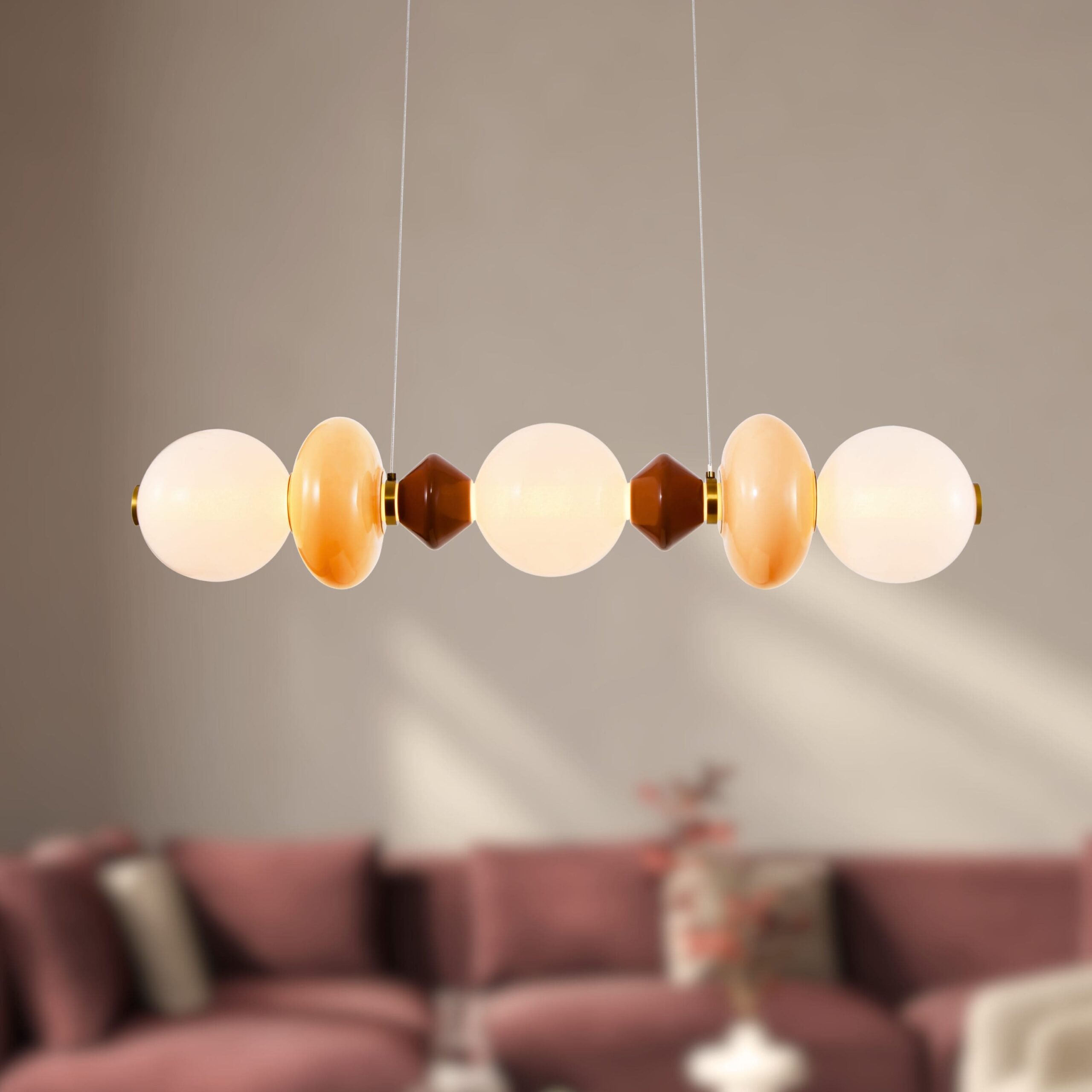 FLORES lampa wisząca mosiężny+brązowy+pomarańczowy poz.20W LED 3000K klosz biały - obrazek 3