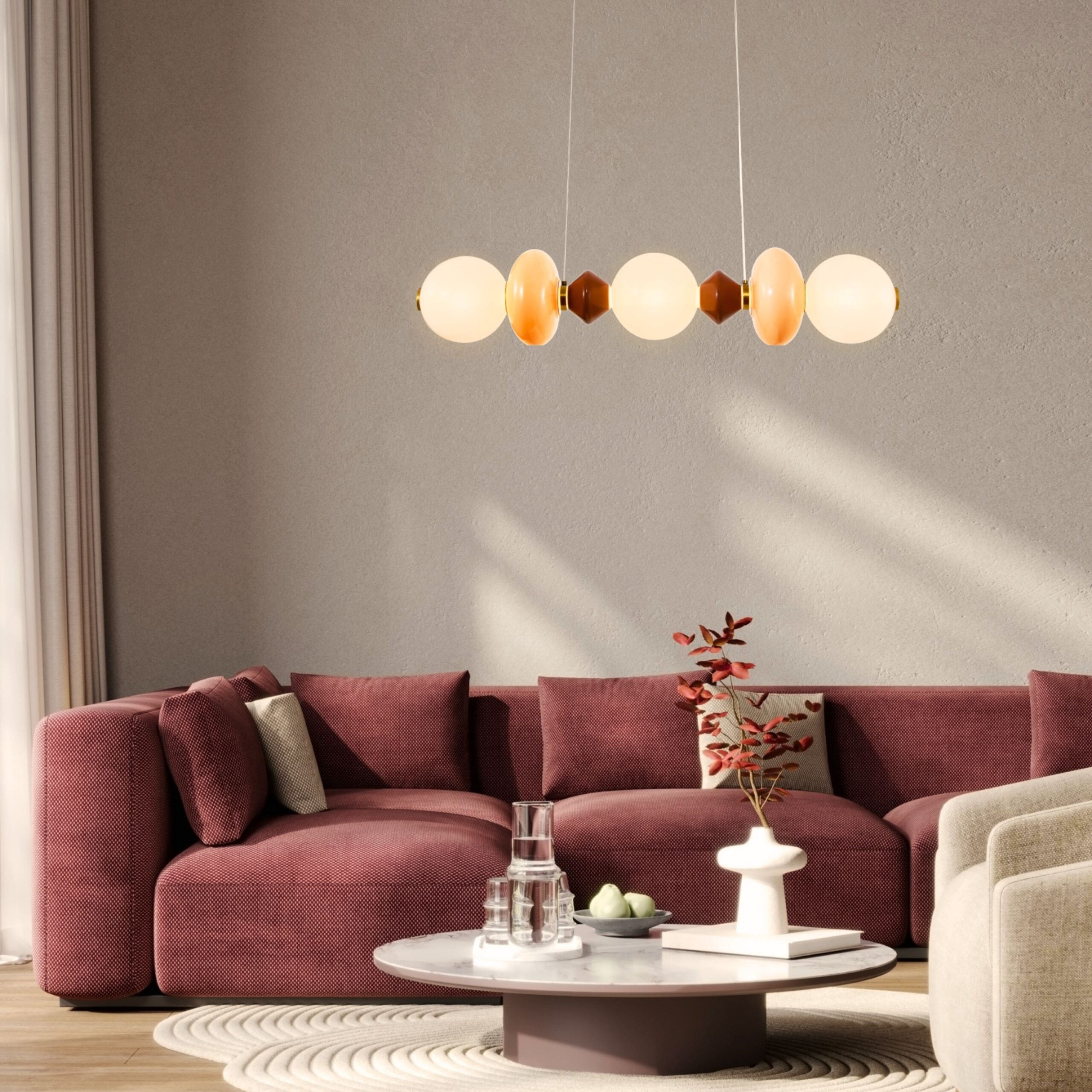 FLORES lampa wisząca mosiężny+brązowy+pomarańczowy poz.20W LED 3000K klosz biały - obrazek 4