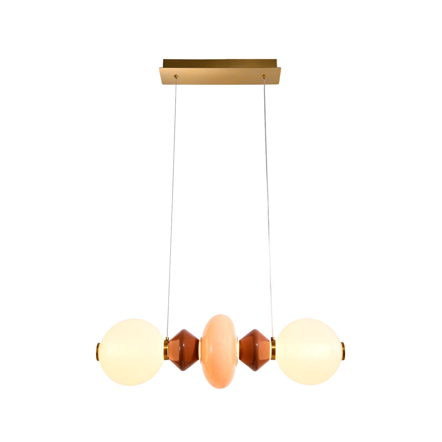 FLORES lampa wisząca mosiężny+brązowy+pomarańczowy poz.15W LED 3000K klosz biały