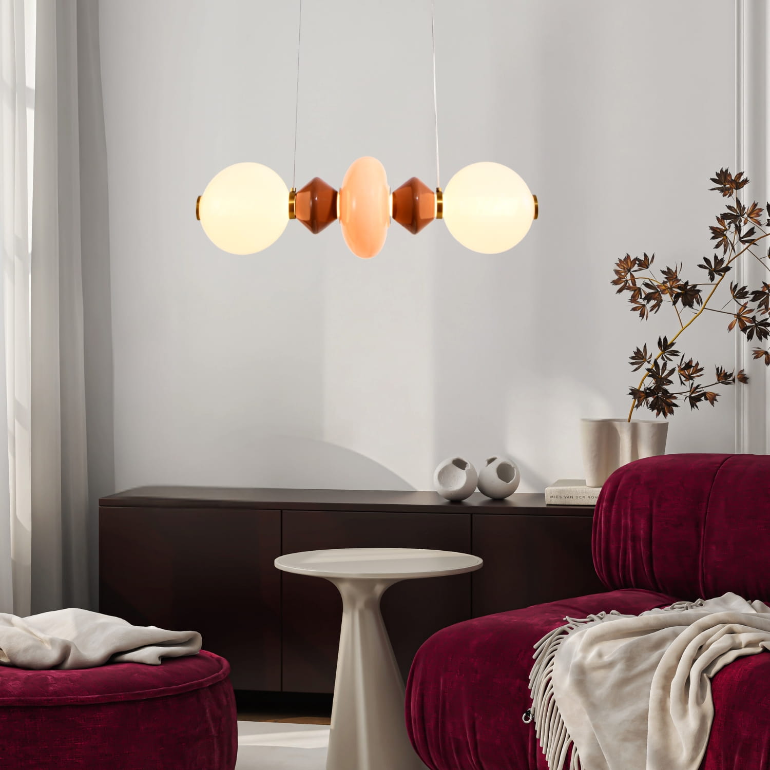 FLORES lampa wisząca mosiężny+brązowy+pomarańczowy poz.15W LED 3000K klosz biały - obrazek 3