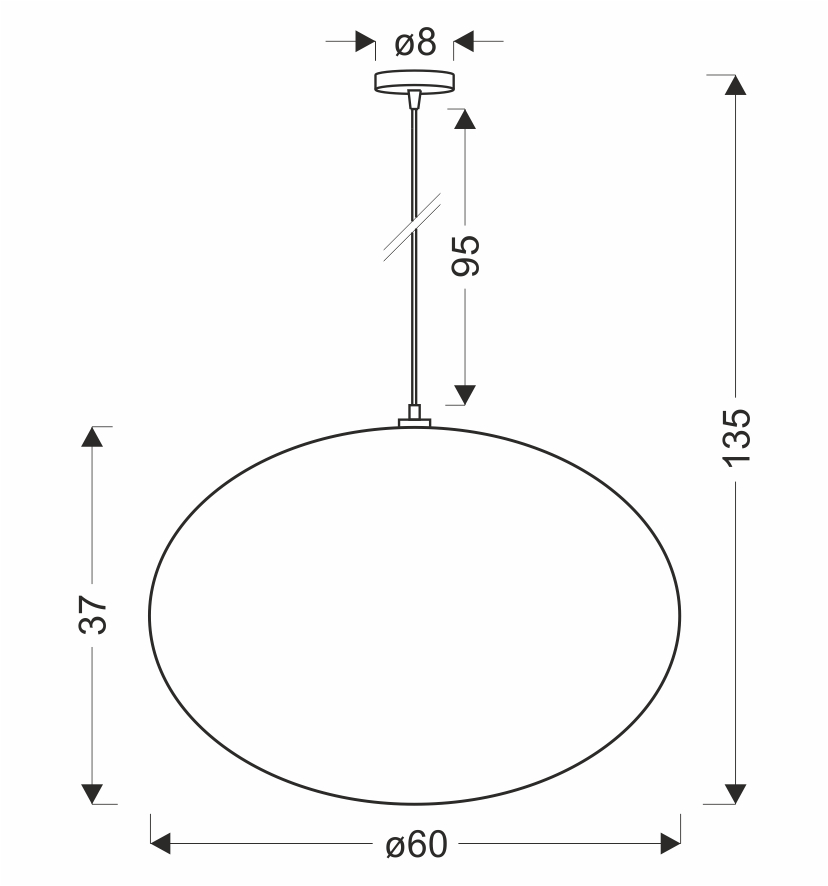 MELLOW Czarna Lampa Wisząca E27 – Designerskie Oświetlenie Japandi z Abażurem Mist 60 cm