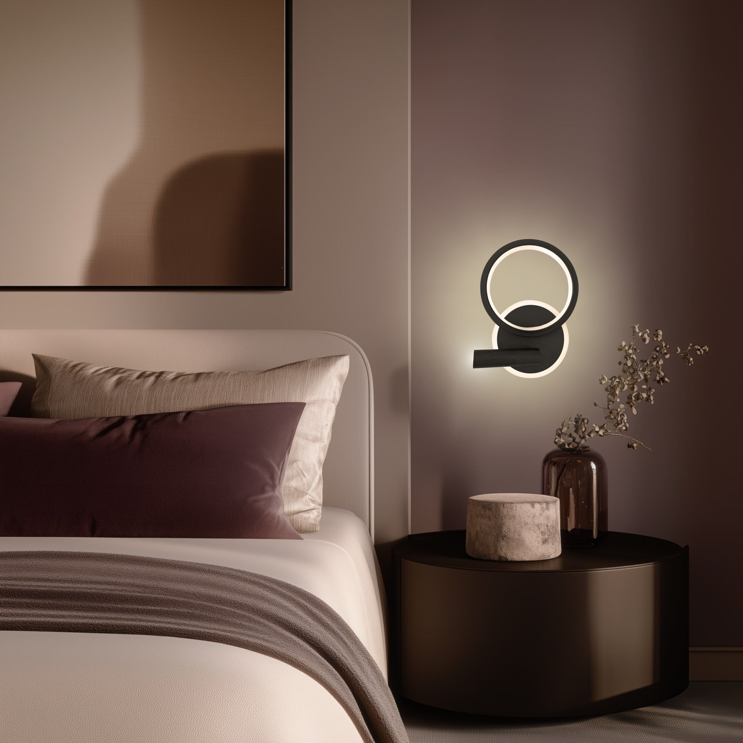 MONET lampa kinkiet koło czarny 18W LED 3000K klosz biały - obrazek 3