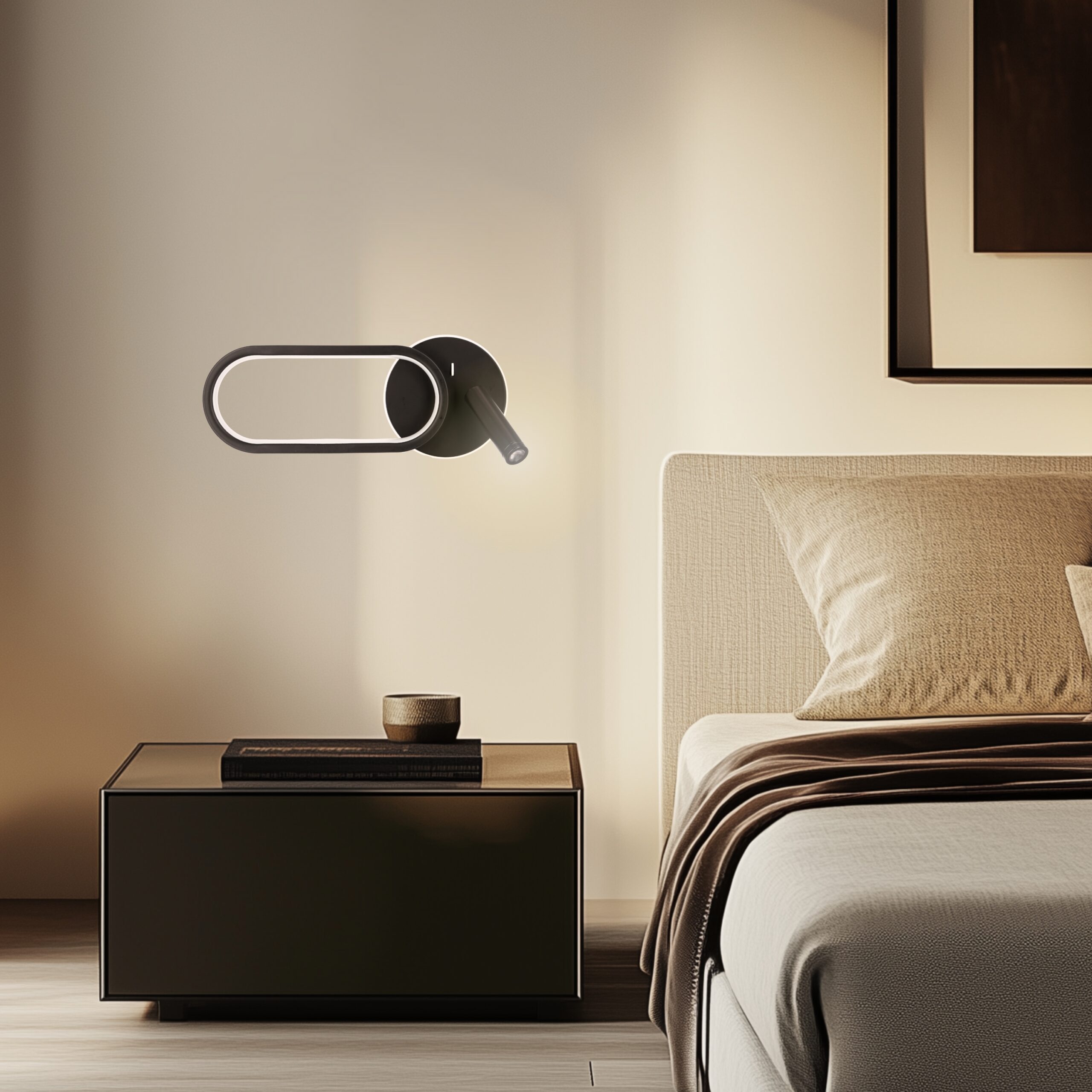 MONET lampa kinkiet owal czarny 13W LED 3000K, 4000K, 6000K klosz biały - obrazek 4