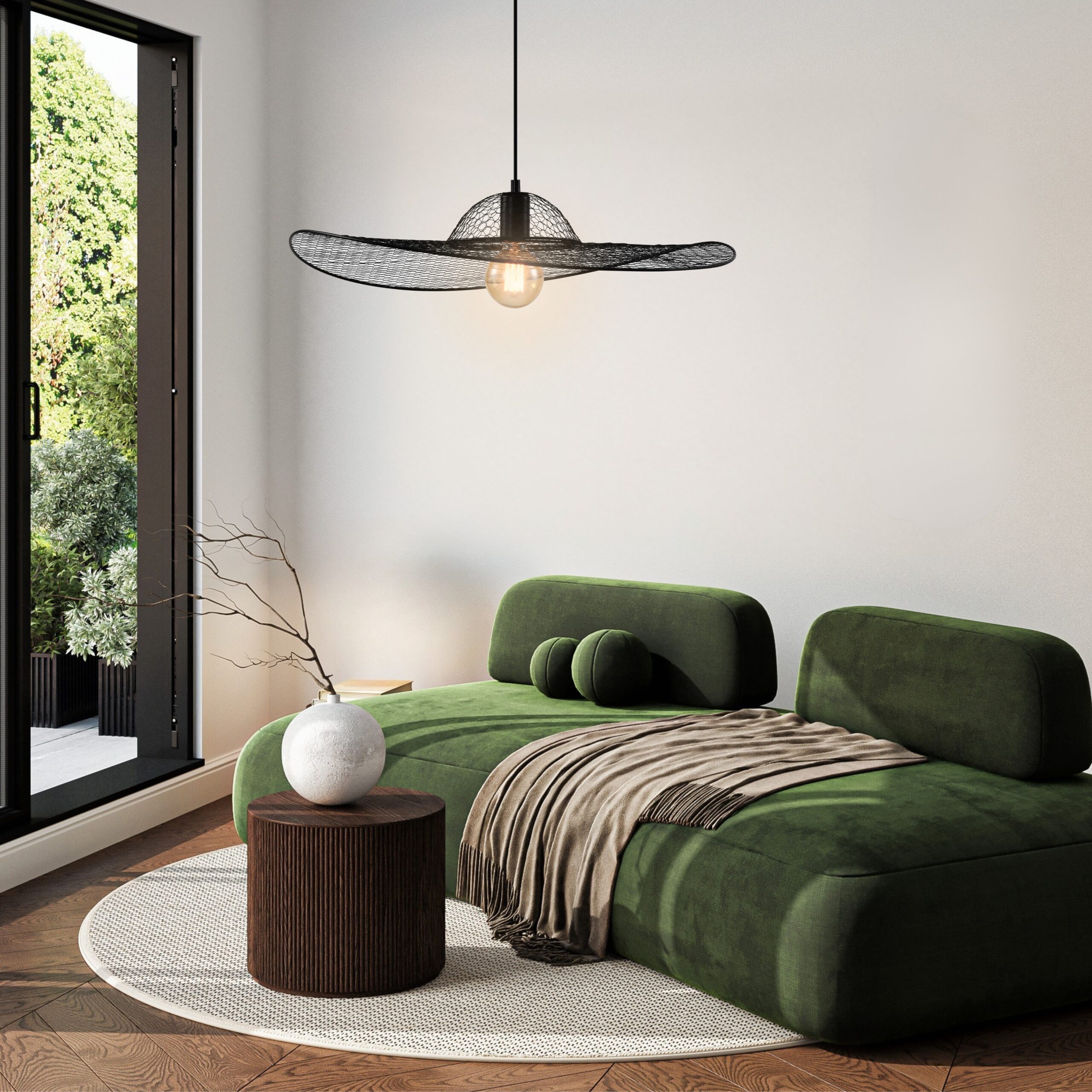 Lampa wisząca DECO designerska – czarny klosz kapelusz – nowoczesne oświetlenie salonu i sypialni E27 - obrazek 3