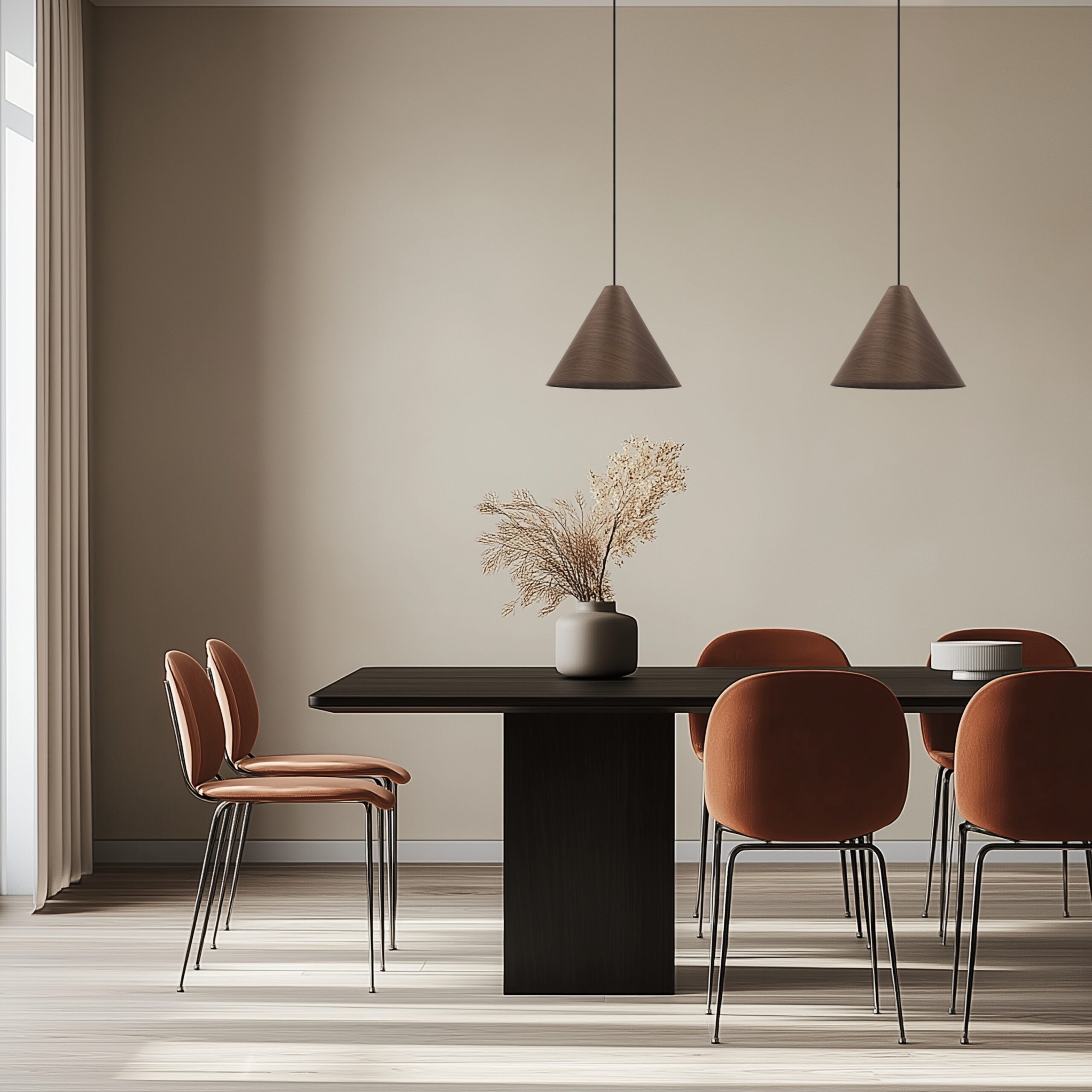 CONO lampa wisząca 33 czarny 1x40W E27 abażur fornir mahoniowy - obrazek 5