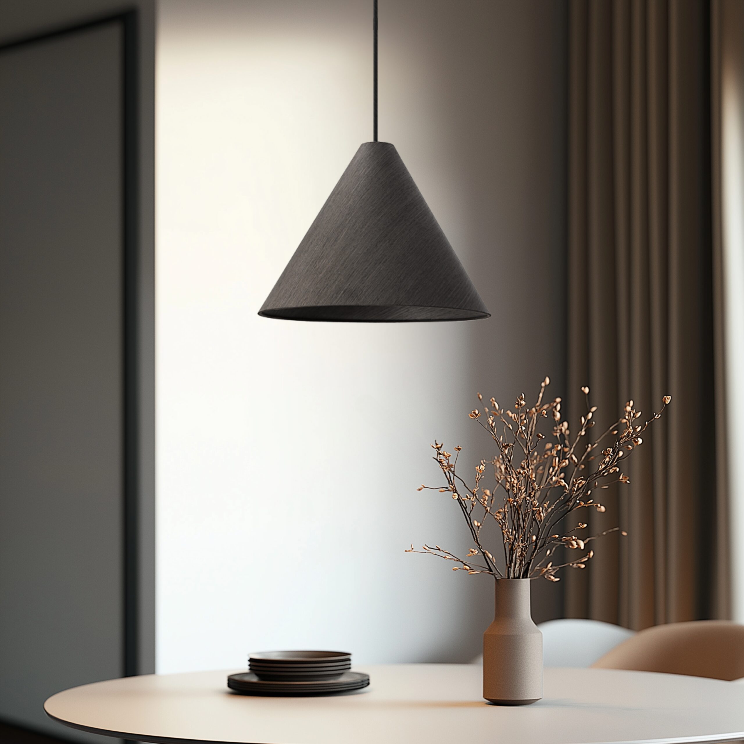 CONO lampa wisząca 33 czarny 1x40W E27 abażur fornir hebanowy - obrazek 3