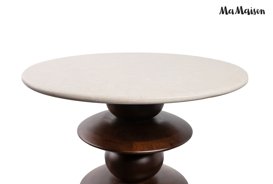 MaMaison stolik RONDA 50 drewno mango / marmur - obrazek 4