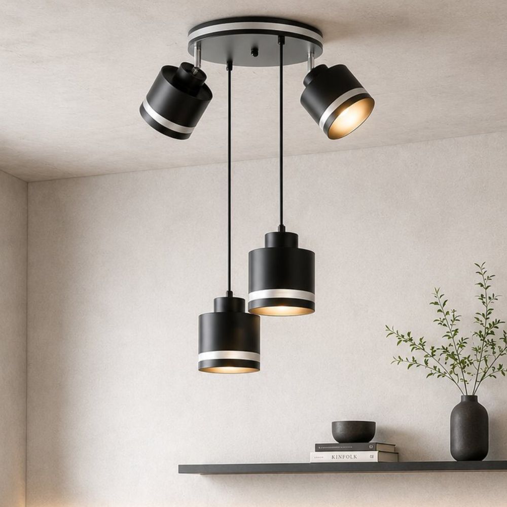Wama lampa wisząca czarny talerz 4x40w e27 klosz czarny+srebrny - obrazek 3
