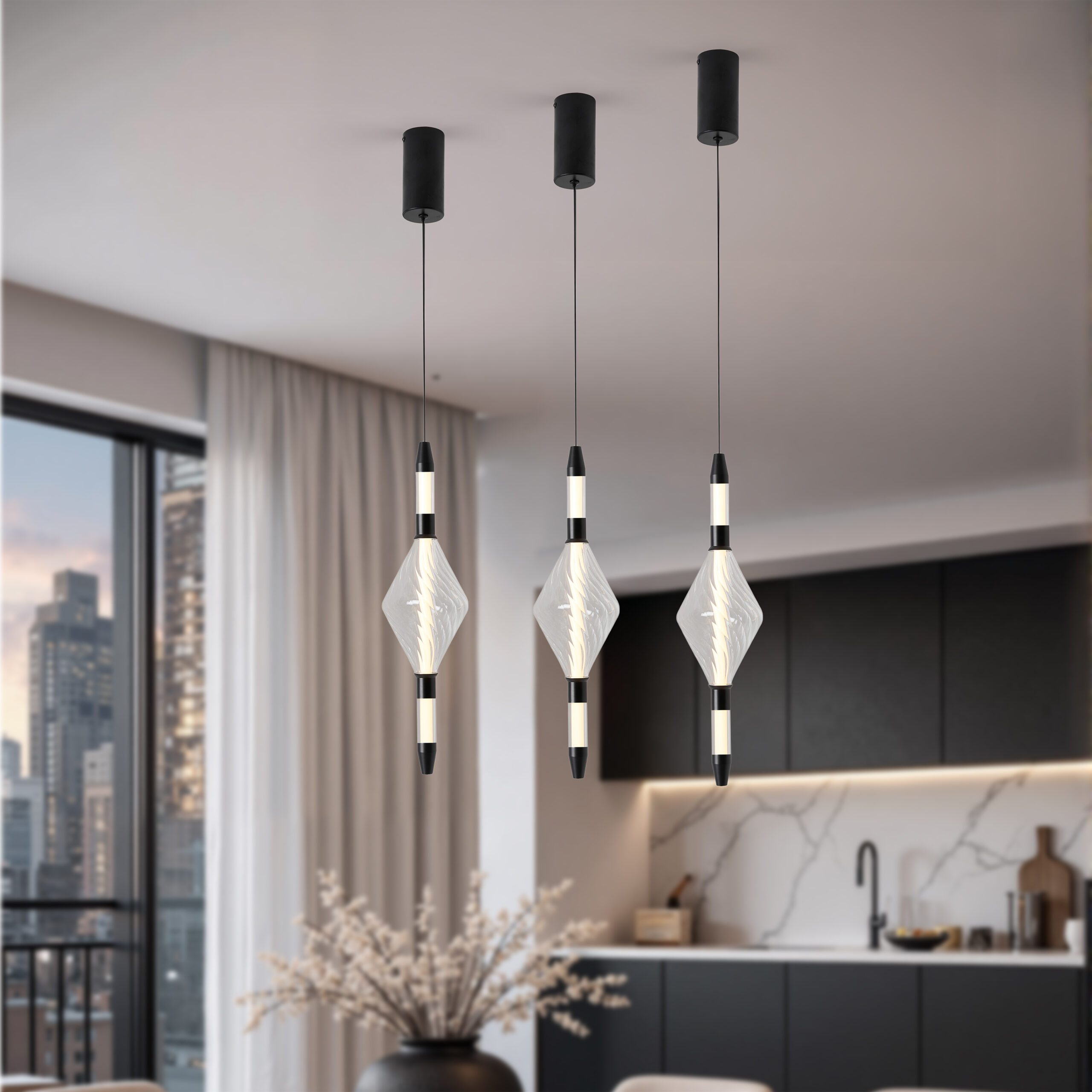 VITA lampa wisząca czarny 7,5W LED 2700K 2 x klosz bezbarwny - obrazek 3