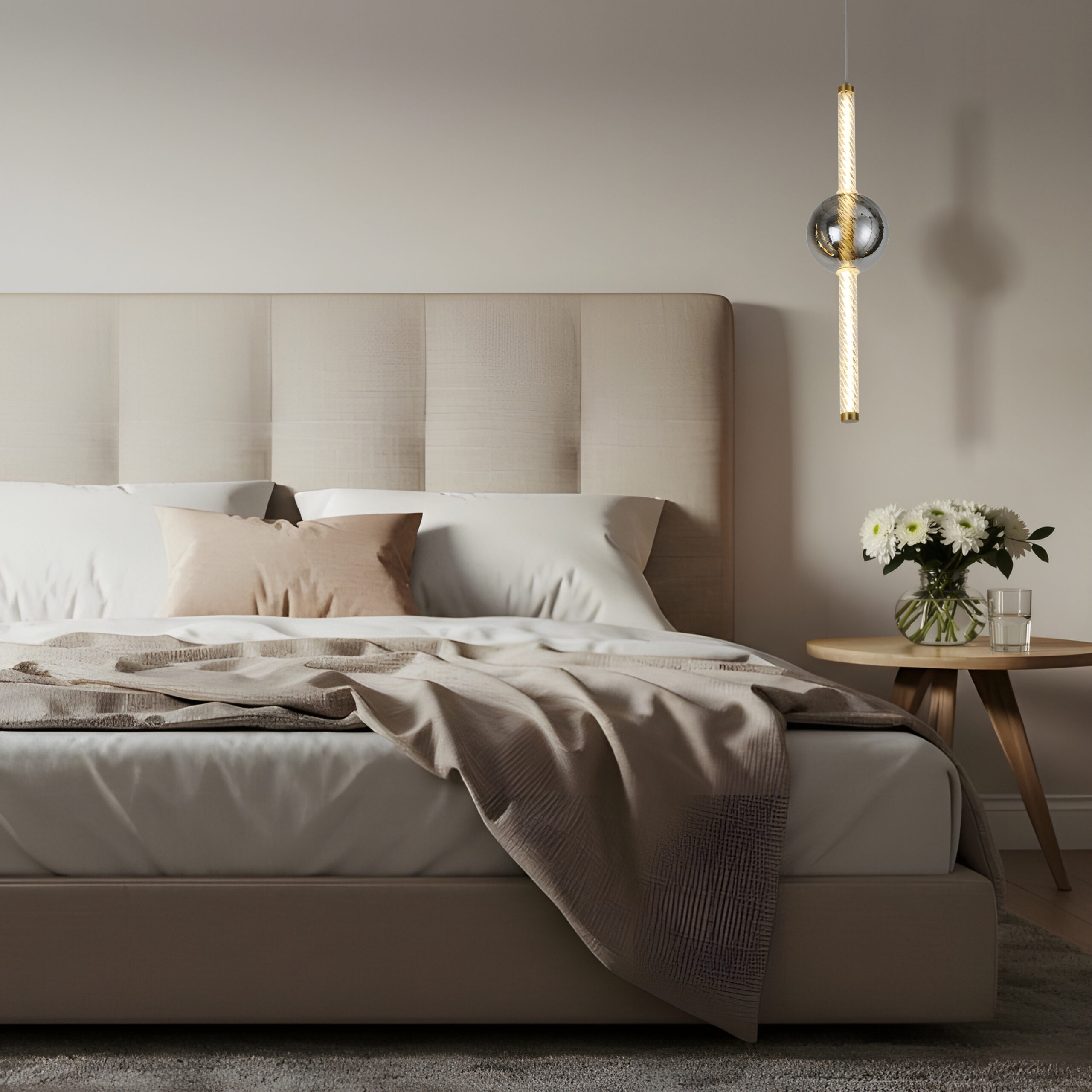 KELLY lampa wisząca złoty 9,5W LED 2700K klosz 2xbursztynowy+dymiony - obrazek 4