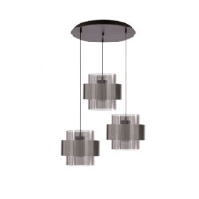 Spiega lampa wisząca talerz czarny+satyna nikiel 3x60W E27 klosz dymiony