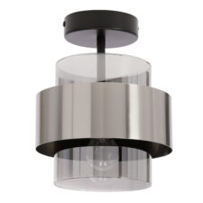 Spiega lampa sufitowa czarny+satyna nikiel 1x60W E27 klosz dymiony