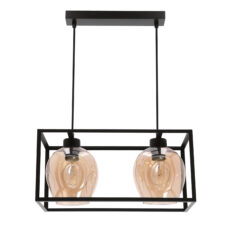 SATER lampa wisząca czarny 2x40W E27 klosz złoty