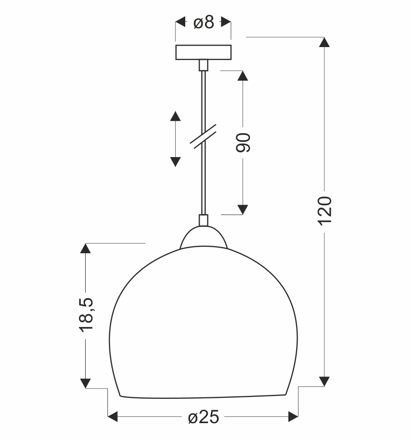 Monroe lampa wisząca 1x60W E27 klosz maślany - obrazek 3