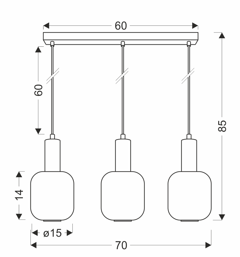 LINOX lampa wisząca talerz czarny 3x40 E27 klosz bursztynowy - obrazek 3