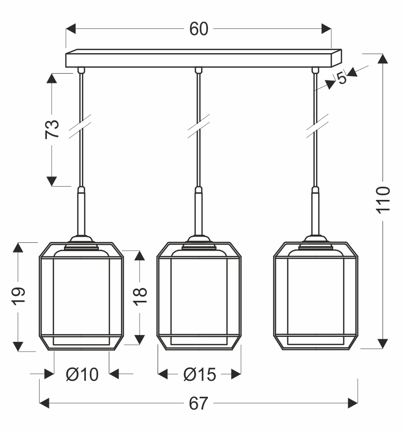 JONERA lampa wisząca czarny 3x40W E27 klosz bursztynowy - obrazek 3