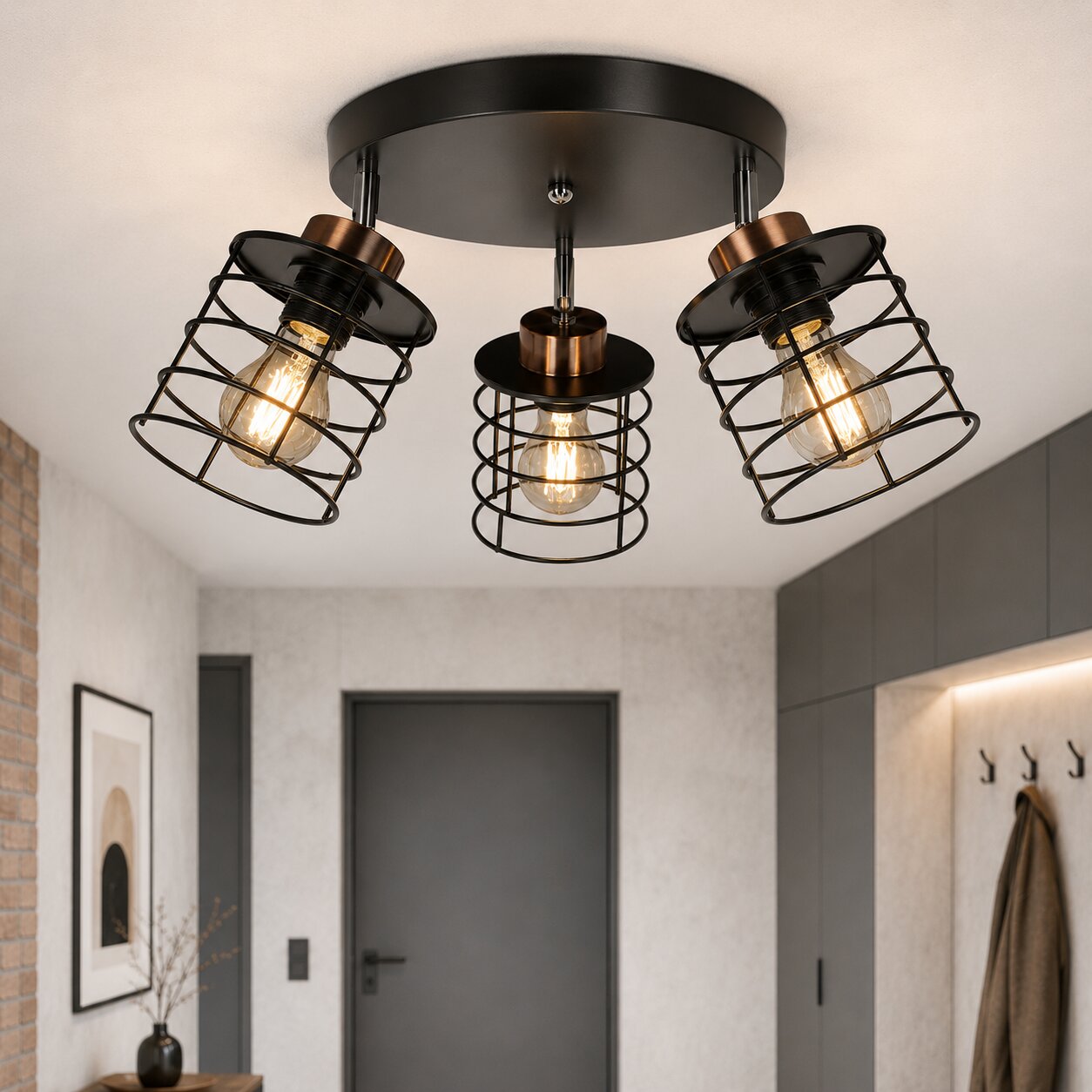 Glob lampa sufitowa plafon czarny+złoty 3x40w e27 klosz czarny - obrazek 12