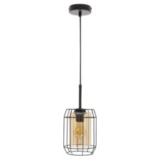 JONERA lampa wisząca czarny 1x40W E27 klosz bursztynowy