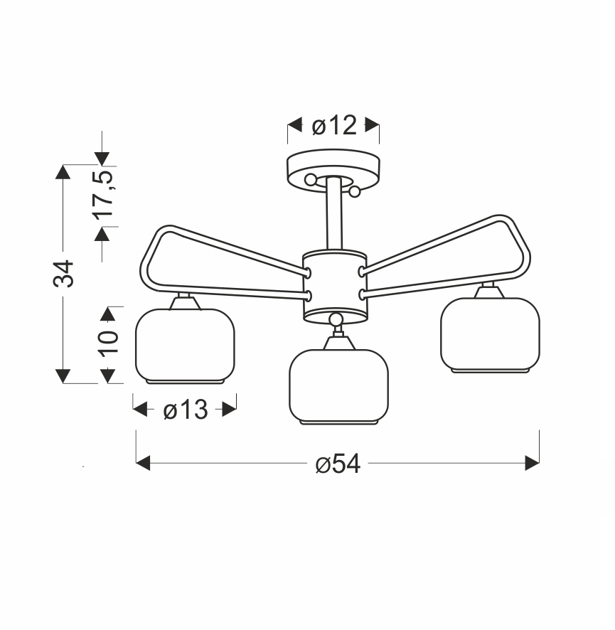 GATO lampa sufitowa czarny 3x40W E14 klosz szklany bezbarwny+chromowy - obrazek 3