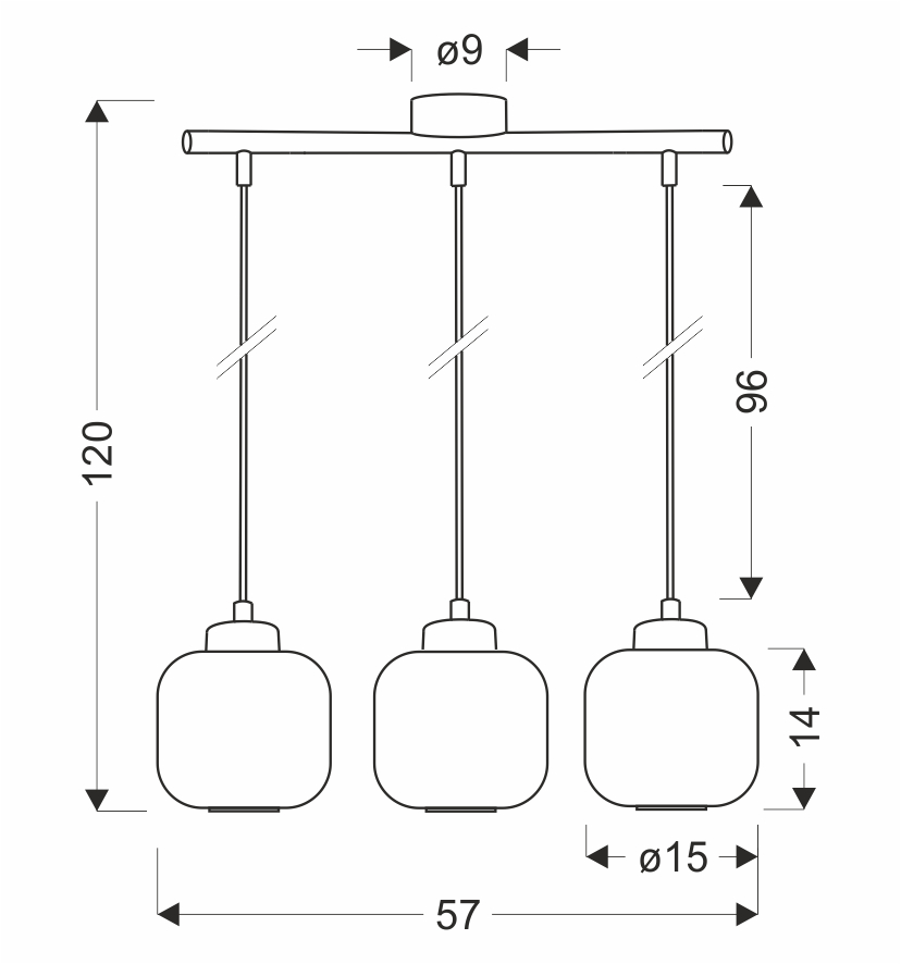 ESTILO lampa wisząca czarny 3x40W E27 klosz biały - obrazek 3