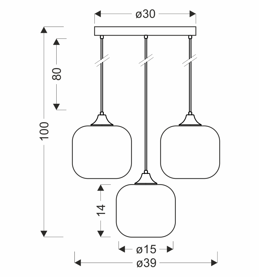 ESTAS lampa wisząca talerz czarny 3x40W E27 klosz bursztynowy - obrazek 3