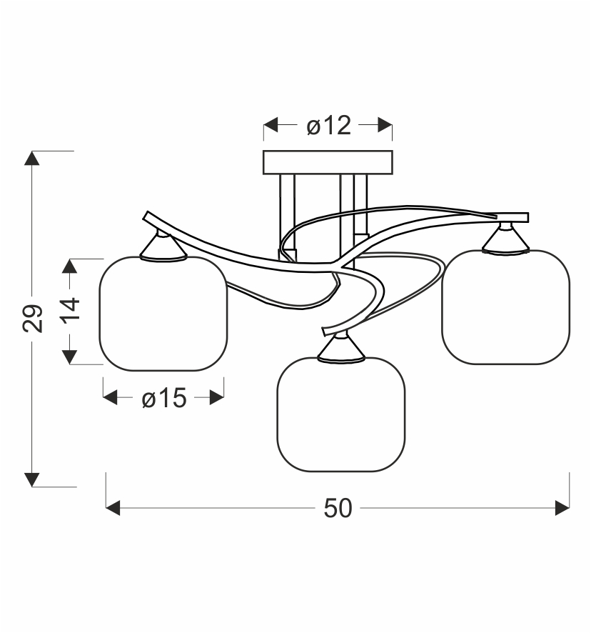 DOPO lampa sufitowa chromowy 3x40W E27 klosz biały - obrazek 3