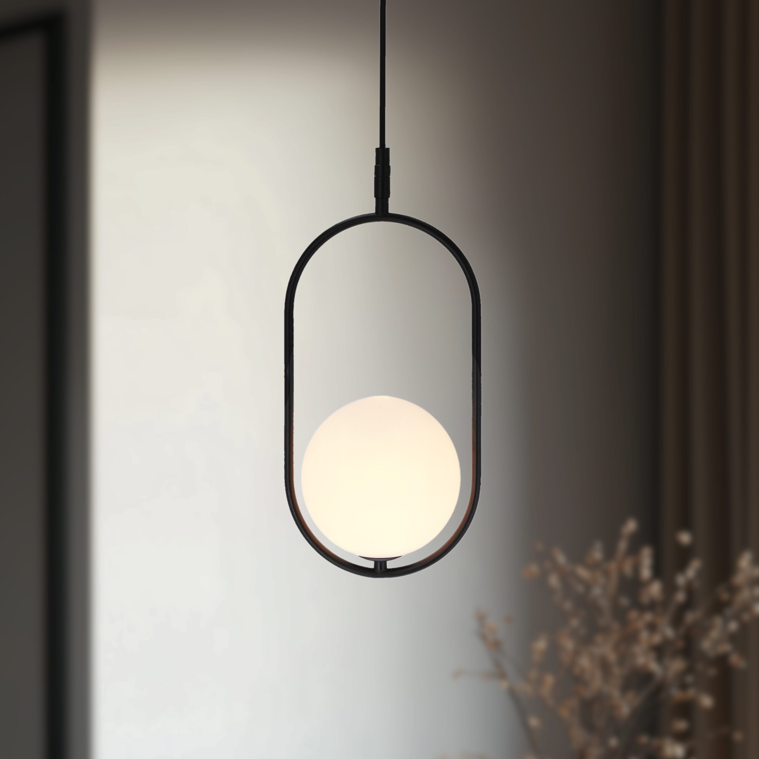 Lampa wisząca CORDEL elegancka - czarna z białym kloszem kulką - nowoczesne oświetlenie salonu i łazienki 1x G9 LED - obrazek 11