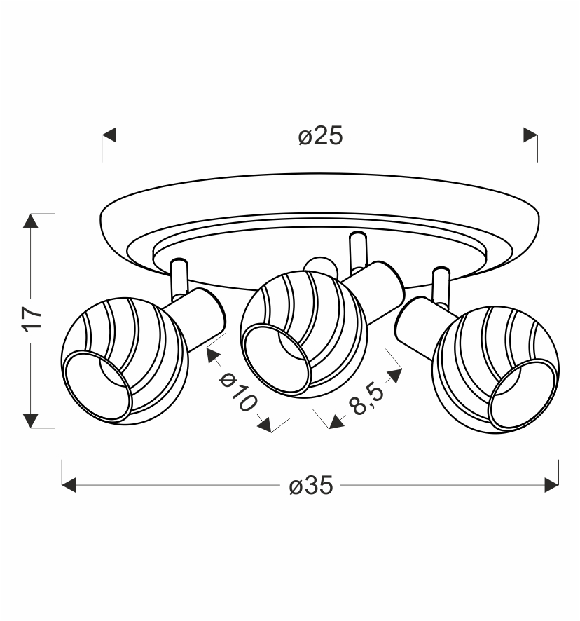 GRANO lampa sufitowa plafon czekoladowy 3x40W E14 klosz biały - obrazek 3