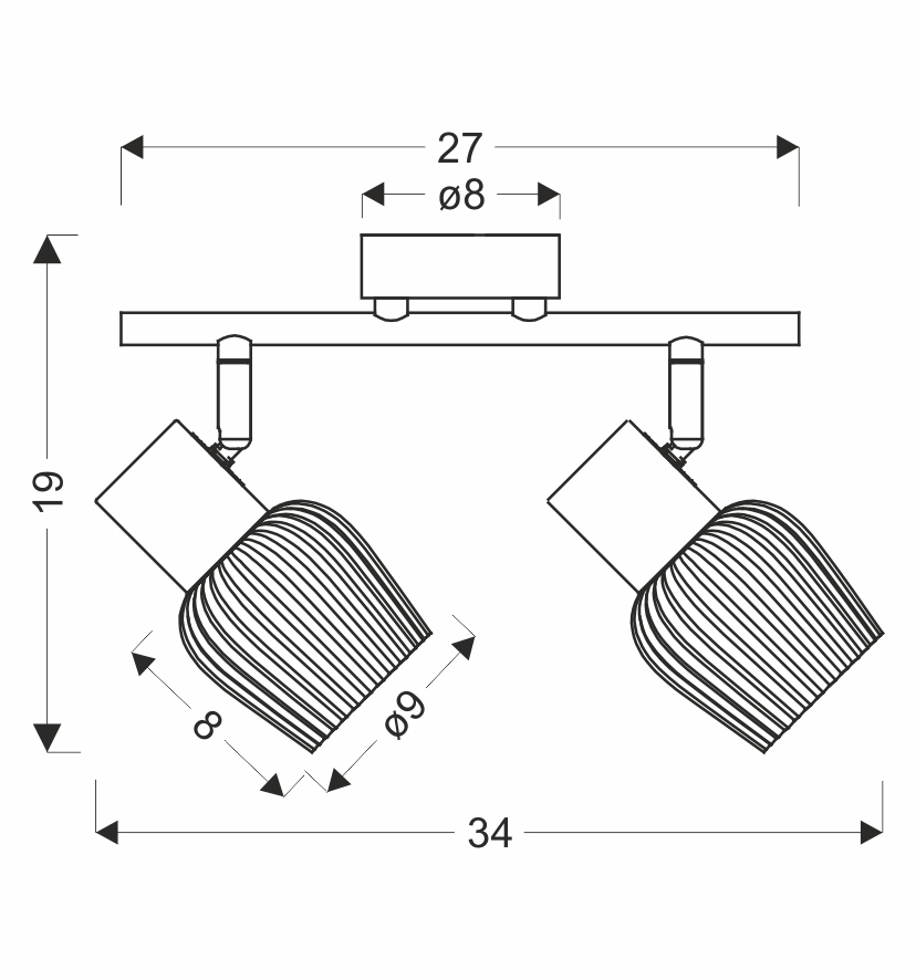 MITURA lampa sufitowa czarny 2x40W E27 klosz dymiony - obrazek 3