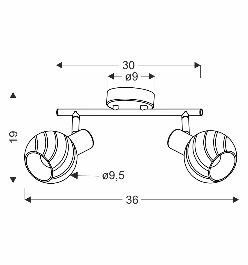 GRANO lampa sufitowa czekoladowy 2x40W E14 klosz biały - obrazek 3
