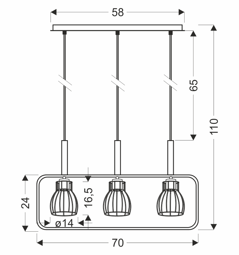Franita lampa wisząca czarny 3x40W E27 klosz czarny - obrazek 3