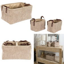 Zestaw 3 koszy Sztruks taupe