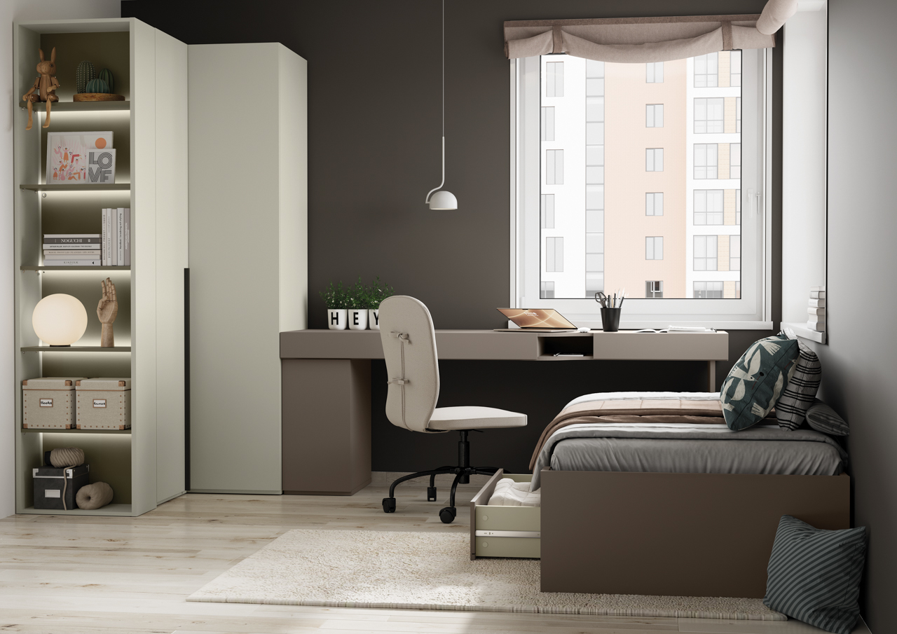 Meble młodzieżowe WOOW SET 09L szampański / dąb vincenza / clay grey - obrazek 6