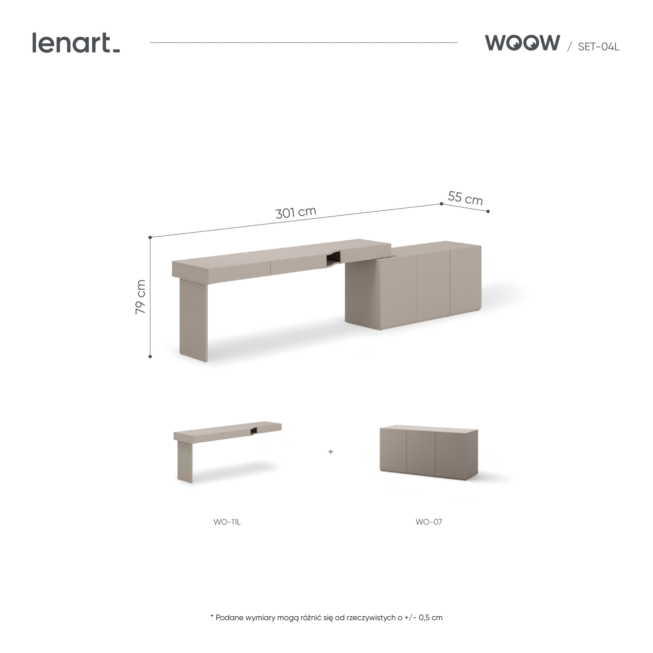 Meble młodzieżowe WOOW SET 04L szampański / clay grey - obrazek 6