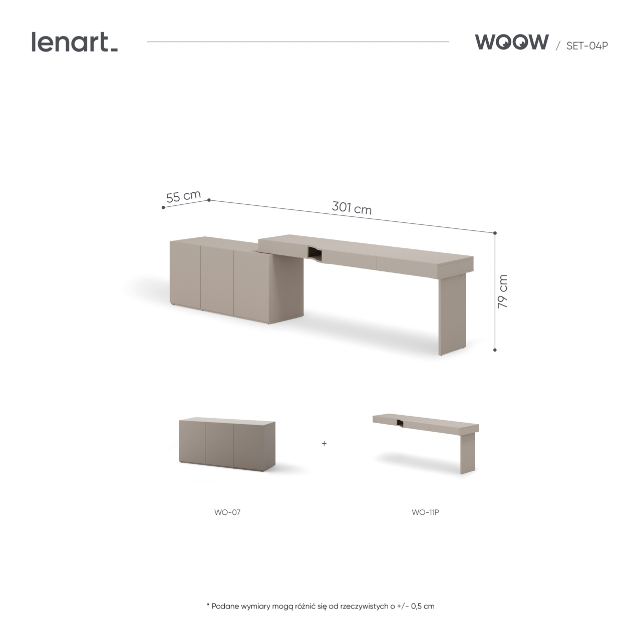 Meble młodzieżowe WOOW SET 04P szampański / clay grey - obrazek 6