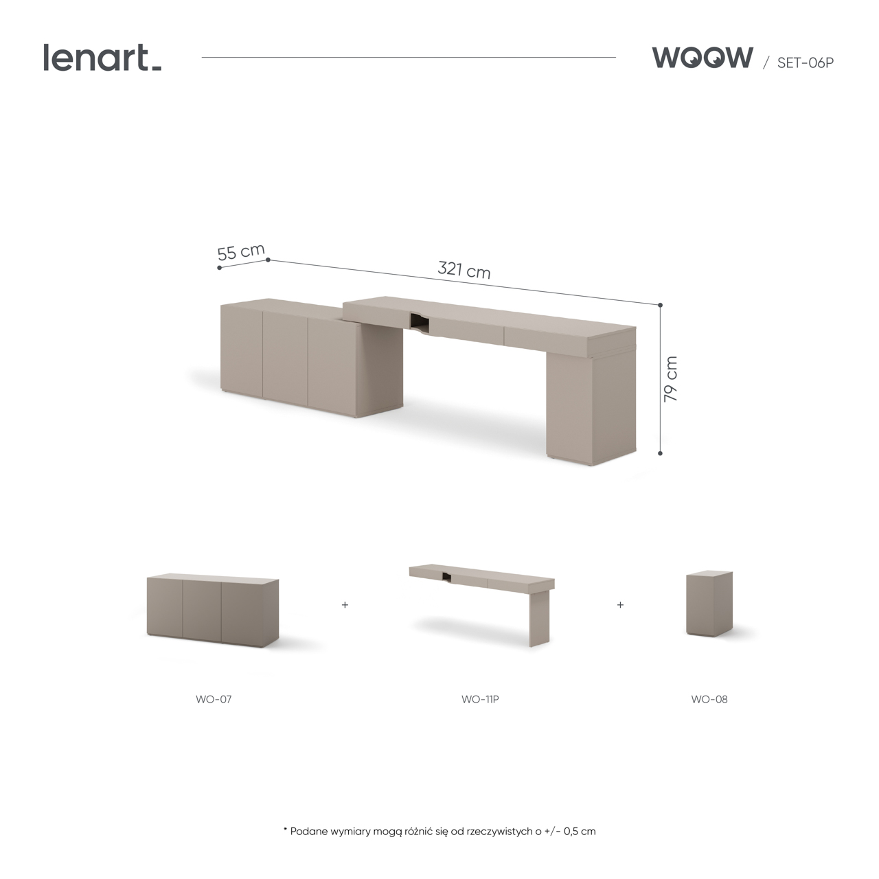 Meble młodzieżowe WOOW SET 06P szampański / clay grey - obrazek 6
