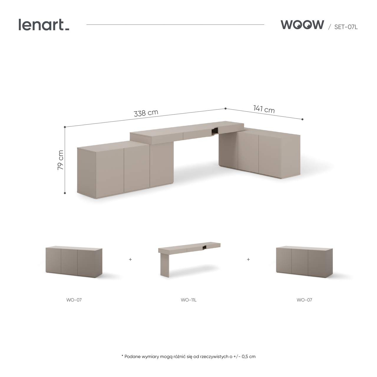 Meble młodzieżowe WOOW SET 07L szampański / clay grey - obrazek 6
